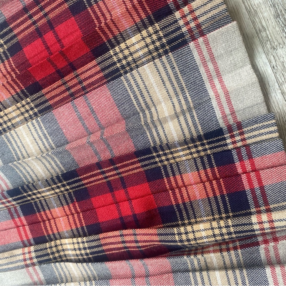 Vintage Wool Plaid Wrap Around Skirt A-Line Skirt in Red and Tan - Picture 7 of 12